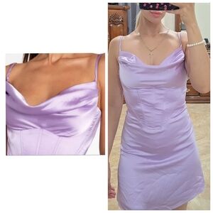Heiress Beverly Hills Satin Cowl Neck Corset Mini Dress